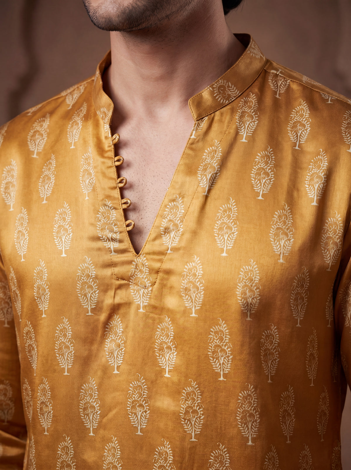 SECOND SKIN AJRAKH MARIGOLD SHORT KURTA