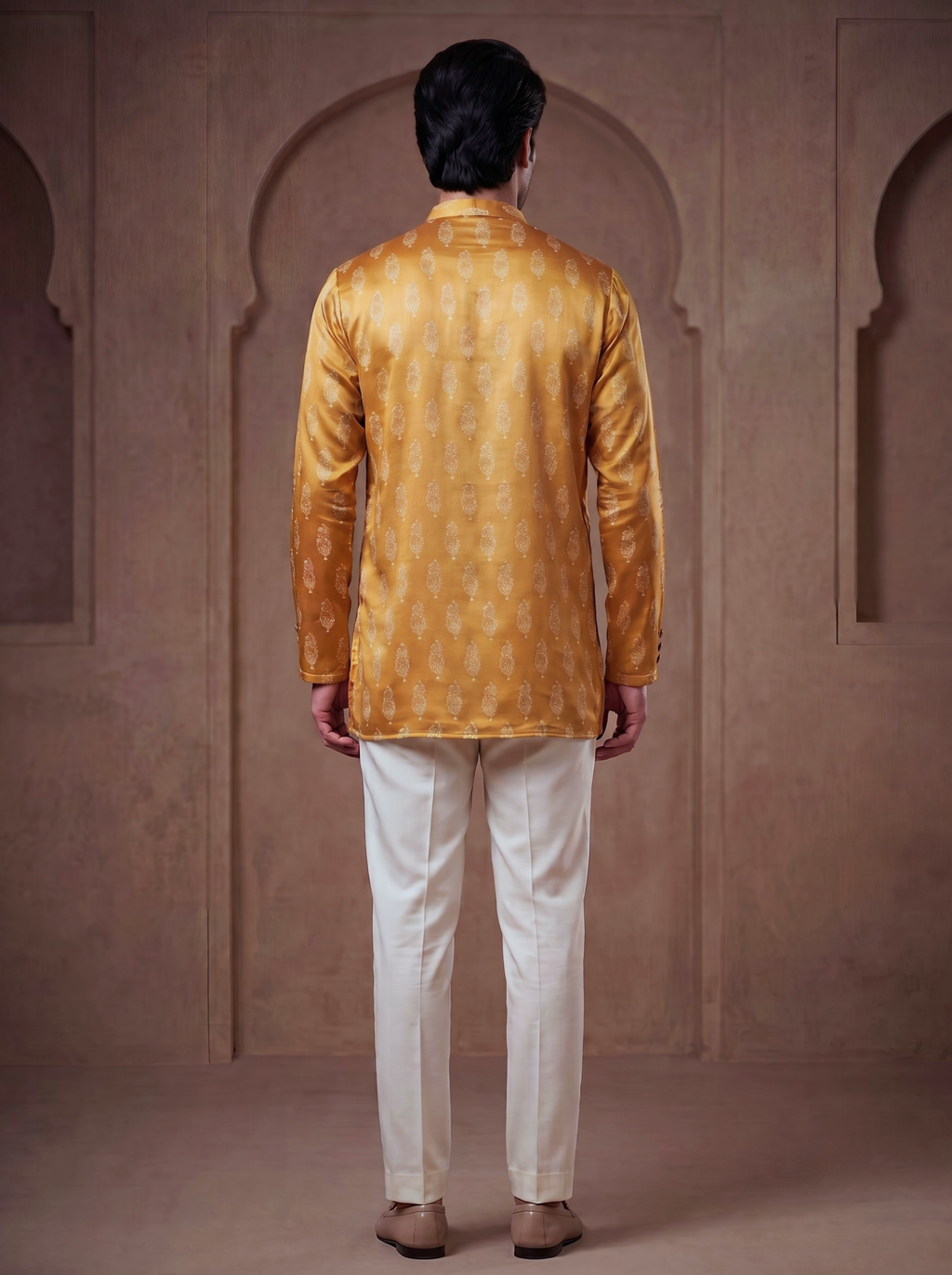 SECOND SKIN AJRAKH MARIGOLD SHORT KURTA