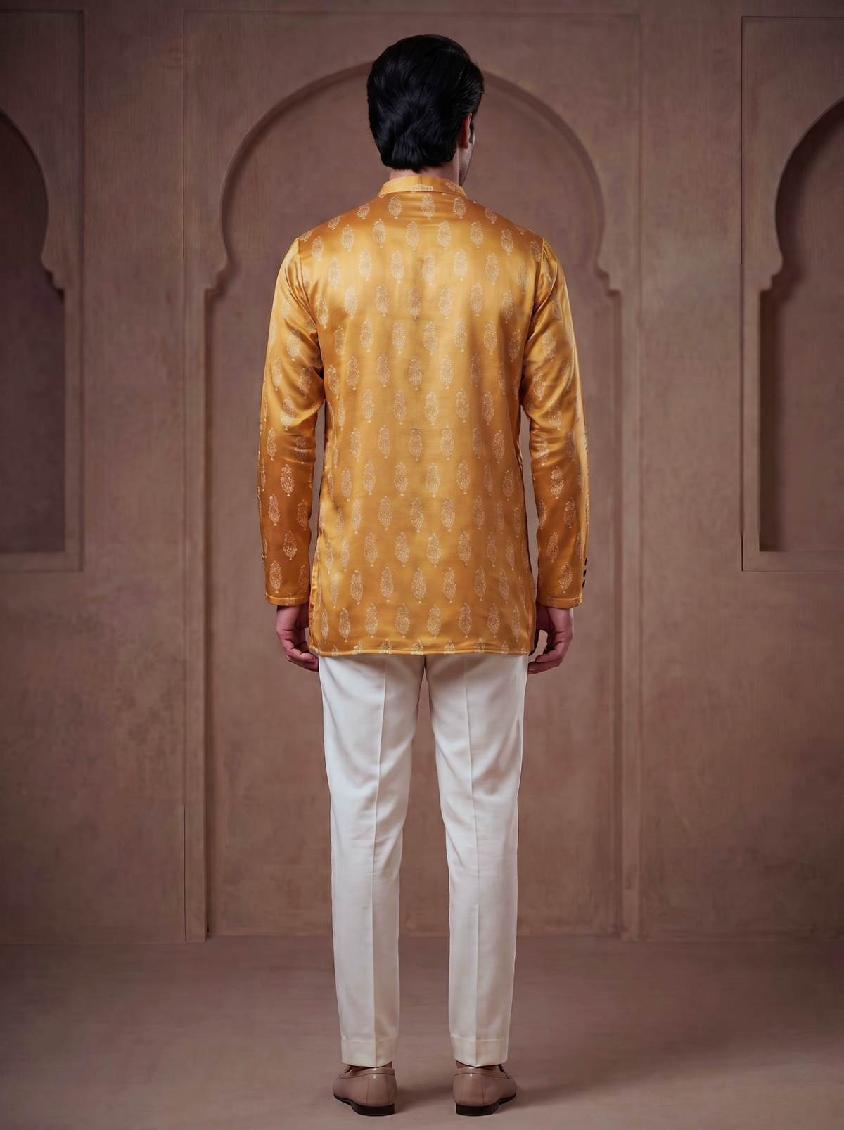 SECOND SKIN AJRAKH MARIGOLD SHORT KURTA
